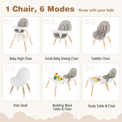 5-in-1 Baby Wooden Convertible High Chair , Gray High Chairs at Gallery Canada
