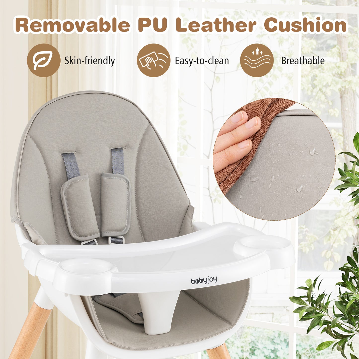 5-in-1 Baby Wooden Convertible High Chair , Gray High Chairs at Gallery Canada