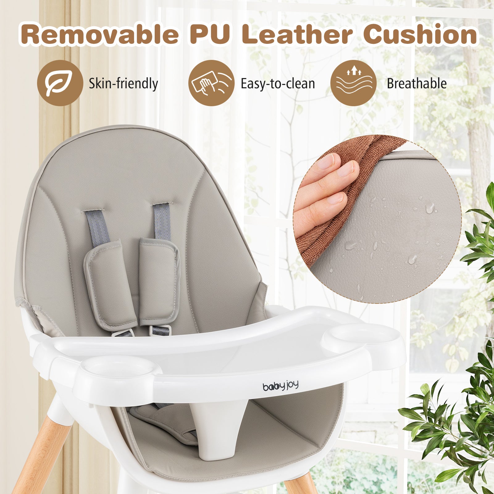 5-in-1 Baby Wooden Convertible High Chair , Gray High Chairs at Gallery Canada