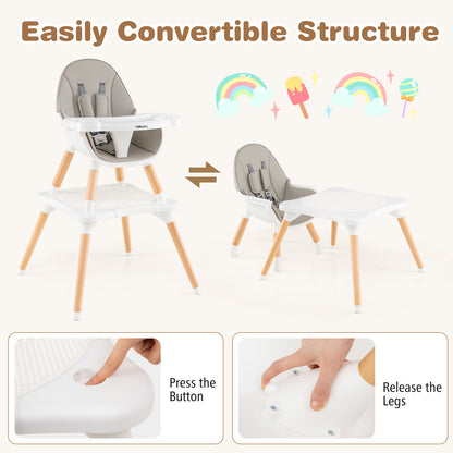 5-in-1 Baby Wooden Convertible High Chair , Gray High Chairs at Gallery Canada