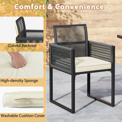 3 Pieces Patio Tempered Glass Top Table and Chairs Set for Porch Backyard, White Patio Conversation Sets at Gallery Canada