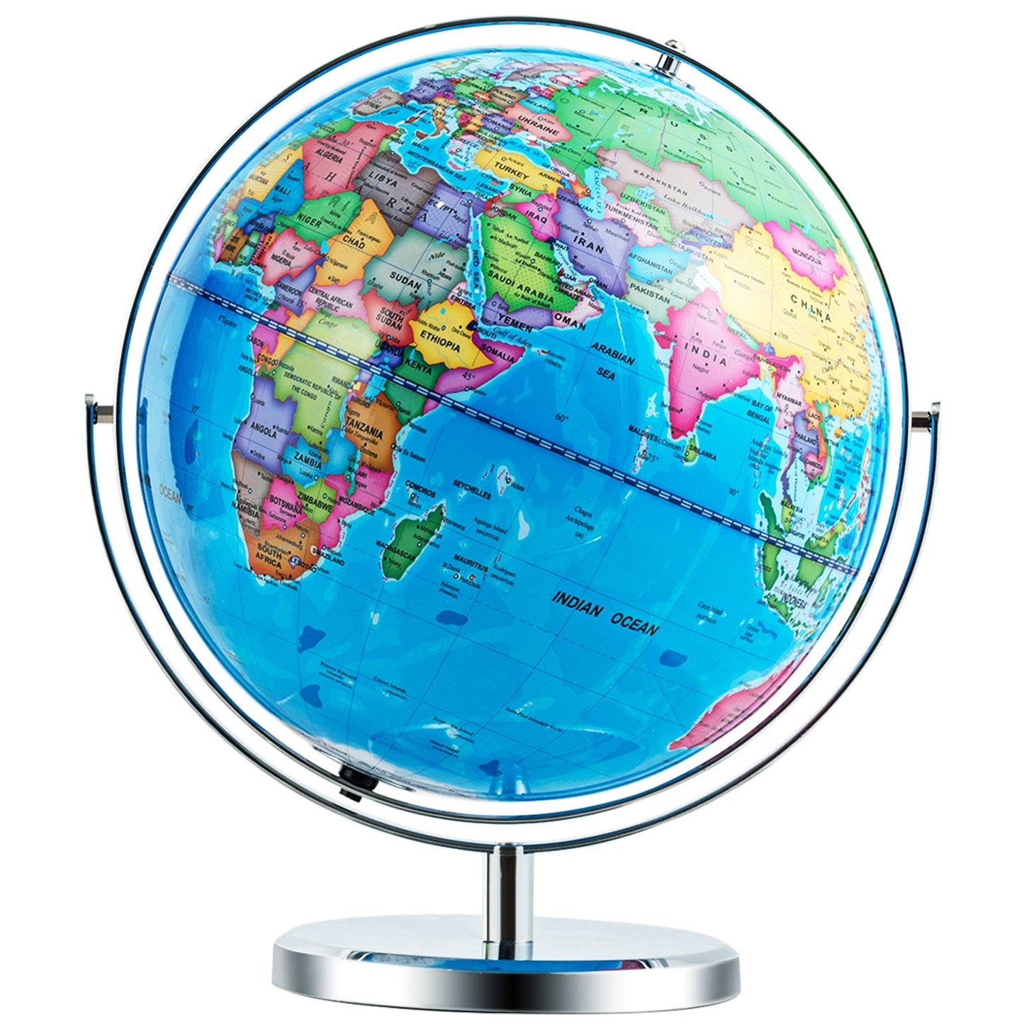 13 Inch Illuminated World Globe 720° Rotating Map with LED Light, Blue Learning Toys Blue at Gallery Canada