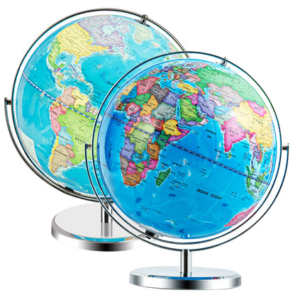 13 Inch Illuminated World Globe 720° Rotating Map with LED Light, Blue Learning Toys at Gallery Canada