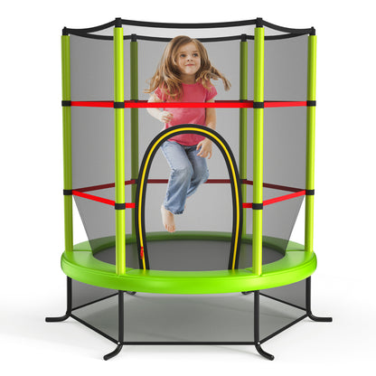55 Inch Kids Recreational Trampoline Bouncing Jumping Mat with Enclosure Net, Green Trampolines at Gallery Canada
