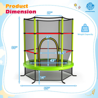 55 Inch Trampoline With Enclosure Net, Green Trampolines at Gallery Canada