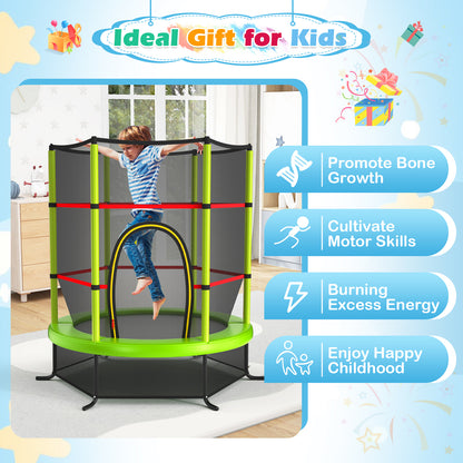 55 Inch Kids Recreational Trampoline Bouncing Jumping Mat with Enclosure Net, Green Trampolines at Gallery Canada