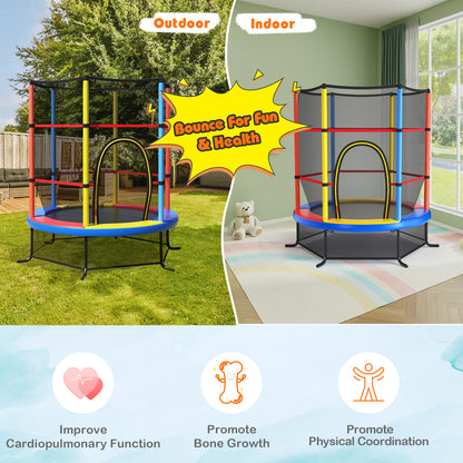 55 Inch Kids Recreational Trampoline Bouncing Jumping Mat with Enclosure Net, Yellow Trampolines at Gallery Canada