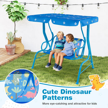 2-Seater Kids Patio Swing with Metal Stand and Adjustable Canopy-Bule, Blue Swing & Playsets at Gallery Canada