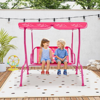 2-Seater Kids Patio Swing with Metal Stand and Adjustable Canopy, Pink Swing & Playsets at Gallery Canada