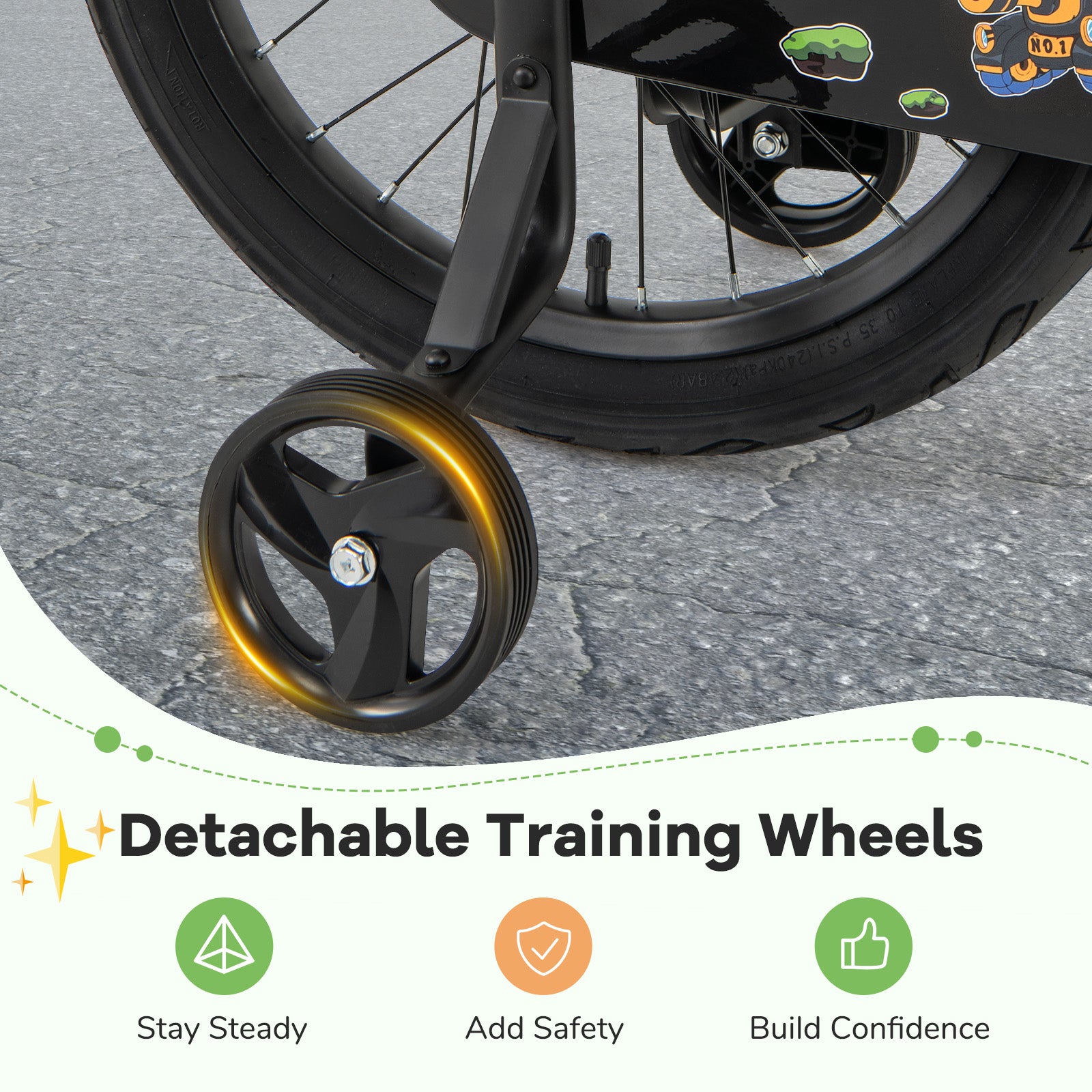 12-Inch Kids Bike, Adjustable With Training Wheels, For 3-4 Years Old, Green Kids Bike at Gallery Canada
