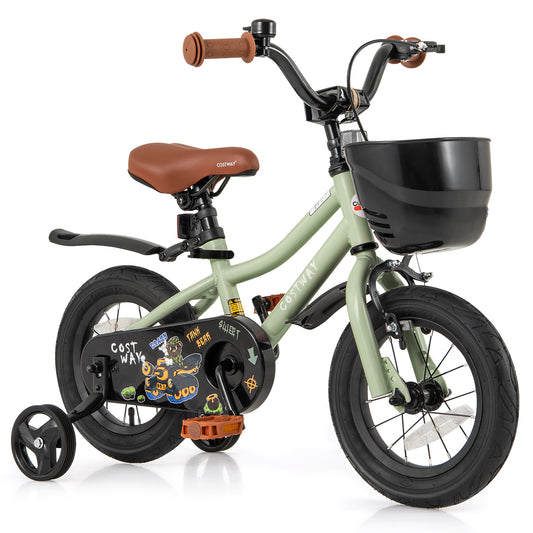 12-Inch Kids Bike, Adjustable With Training Wheels, For 3-4 Years Old, Green Kids Bike Green at Gallery Canada
