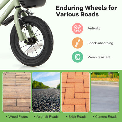 12-Inch Kids Bike Adjustable with Training Wheels for 3-4 Years Old, Green Kids Bike at Gallery Canada