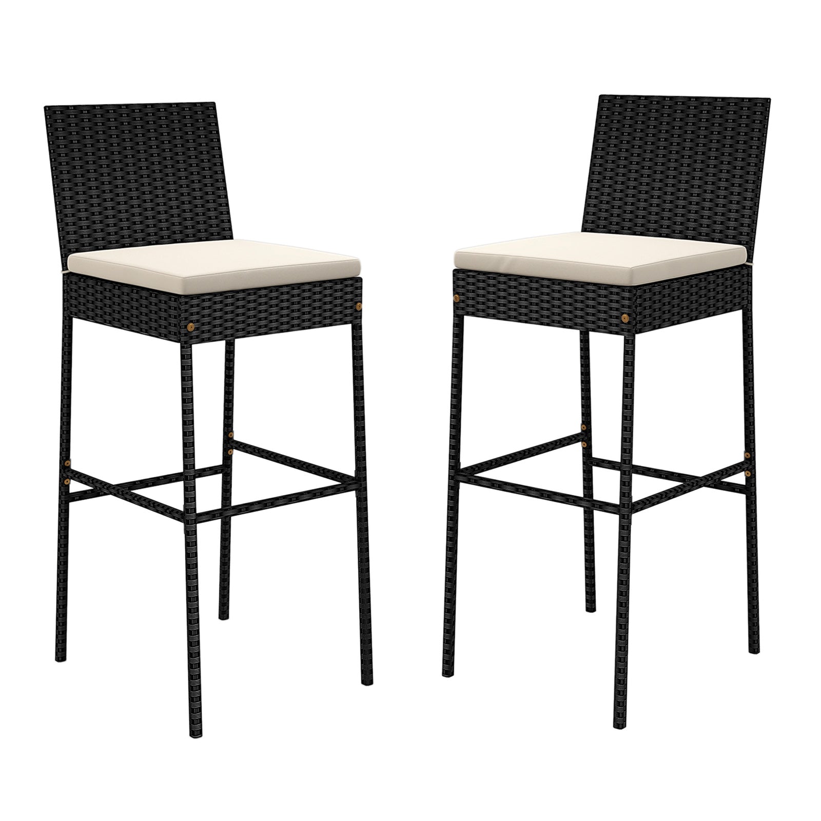Wicker Barstools Set Of 2 With Footrest, Backrest, For Backyard Patio Bar Furniture at Gallery Canada
