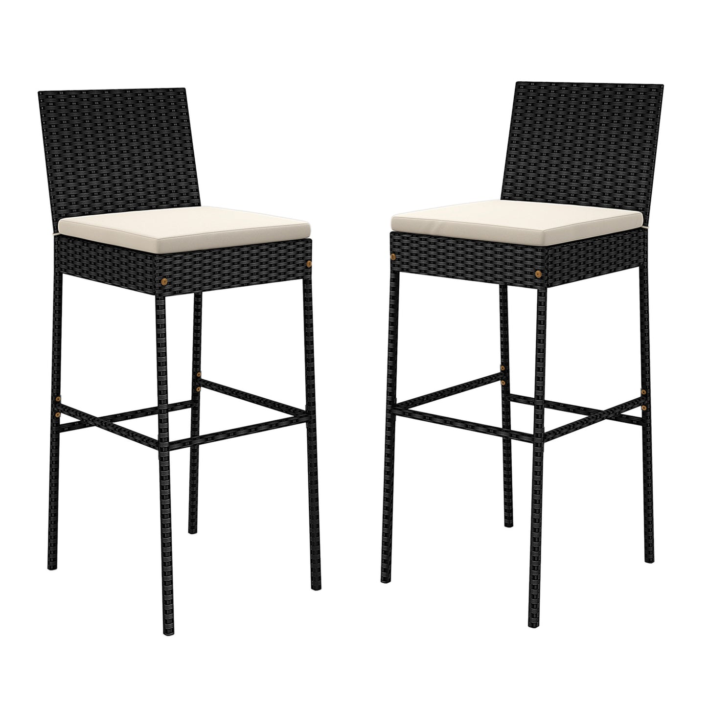 Wicker Barstools Set Of 2 With Footrest, Backrest, For Backyard Patio Bar Furniture at Gallery Canada