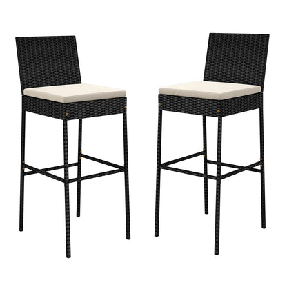 Wicker Barstools Set Of 2 With Footrest, Backrest, For Backyard Patio Bar Furniture at Gallery Canada