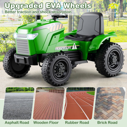 12V 2-in-1 Kids Ride On Tractor with Trailer and 3-Gear Shift, Green Powered Ride On Toys at Gallery Canada