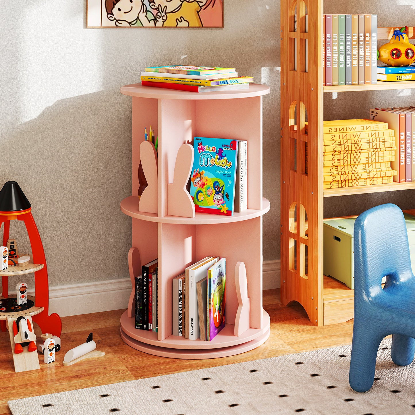 2 Tier Kids Rotating Bookshelf, Pink Kids Storage at Gallery Canada