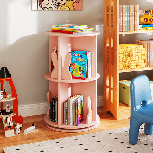 2 Tier Kids Rotating Bookshelf, Pink Kids Storage Pink at Gallery Canada