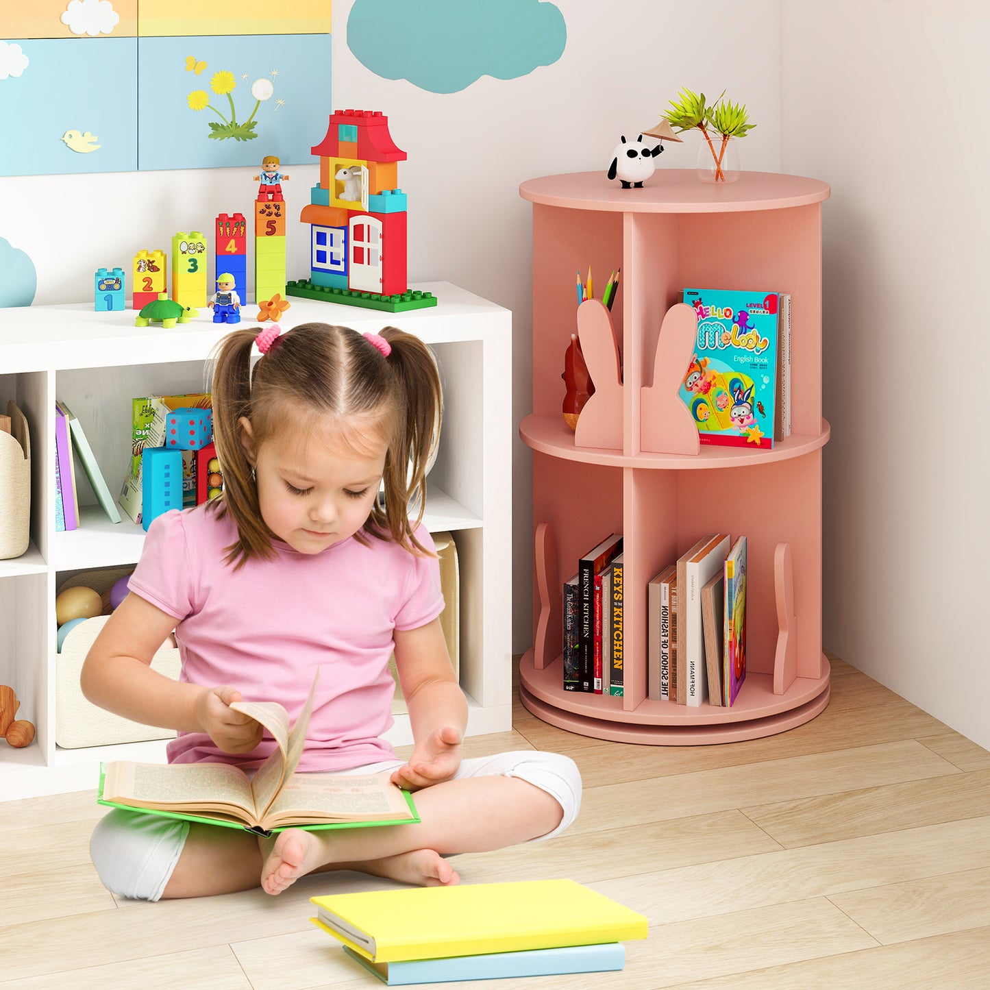 2 Tier Kids Rotating Bookshelf, Pink Kids Storage at Gallery Canada