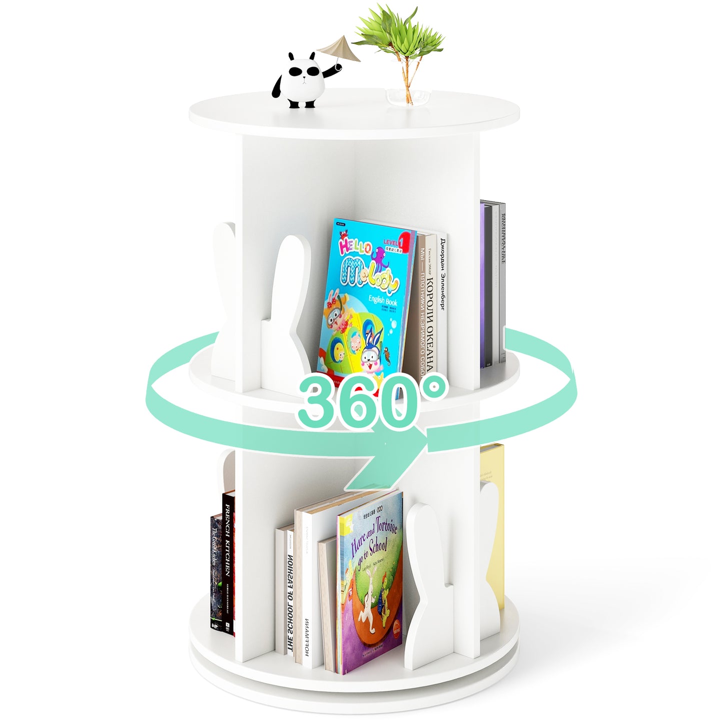 2 Tier Kids Rotating Bookshelf, White Kids Storage at Gallery Canada