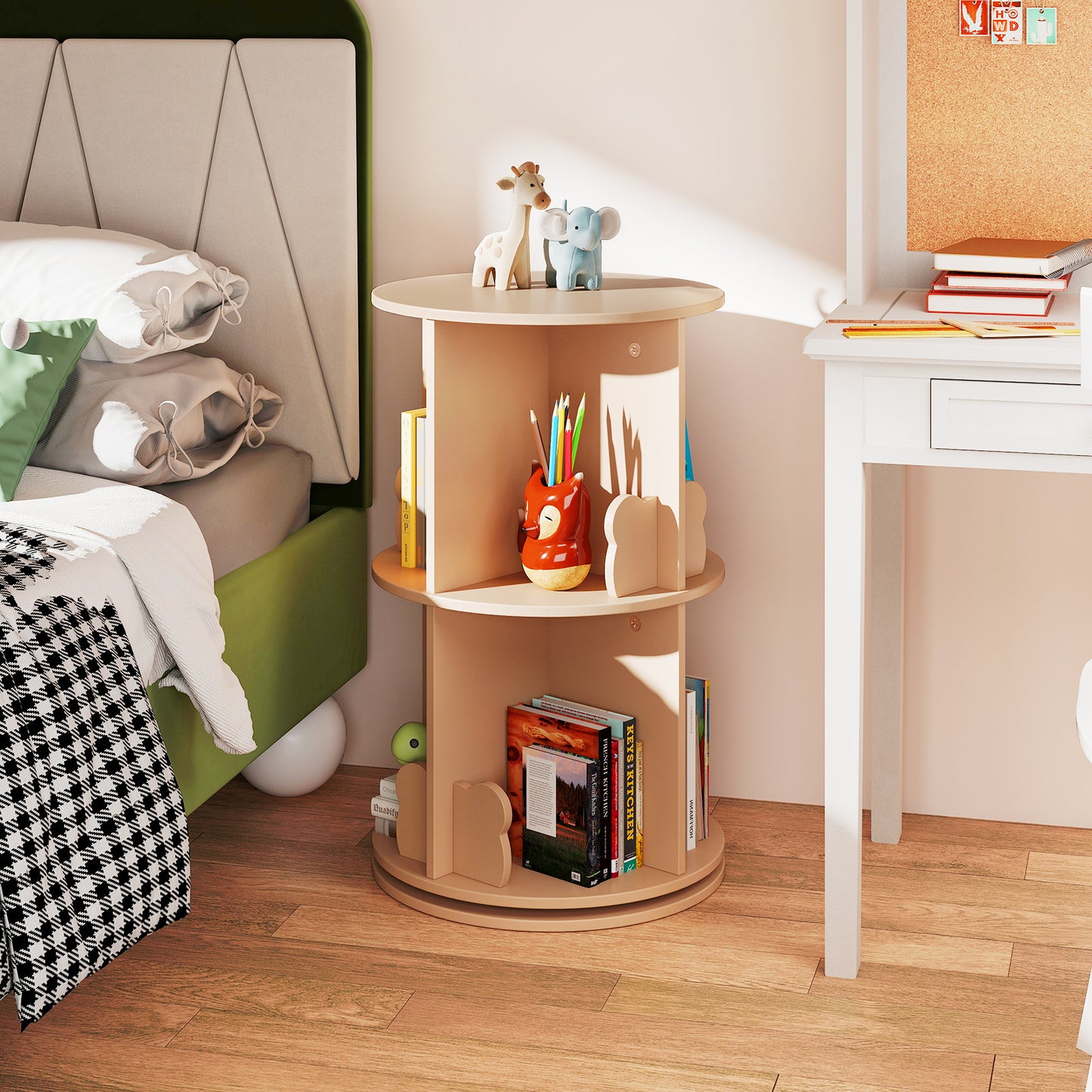 2 Tier Kids Rotating Bookshelf, Coffee Kids Storage at Gallery Canada