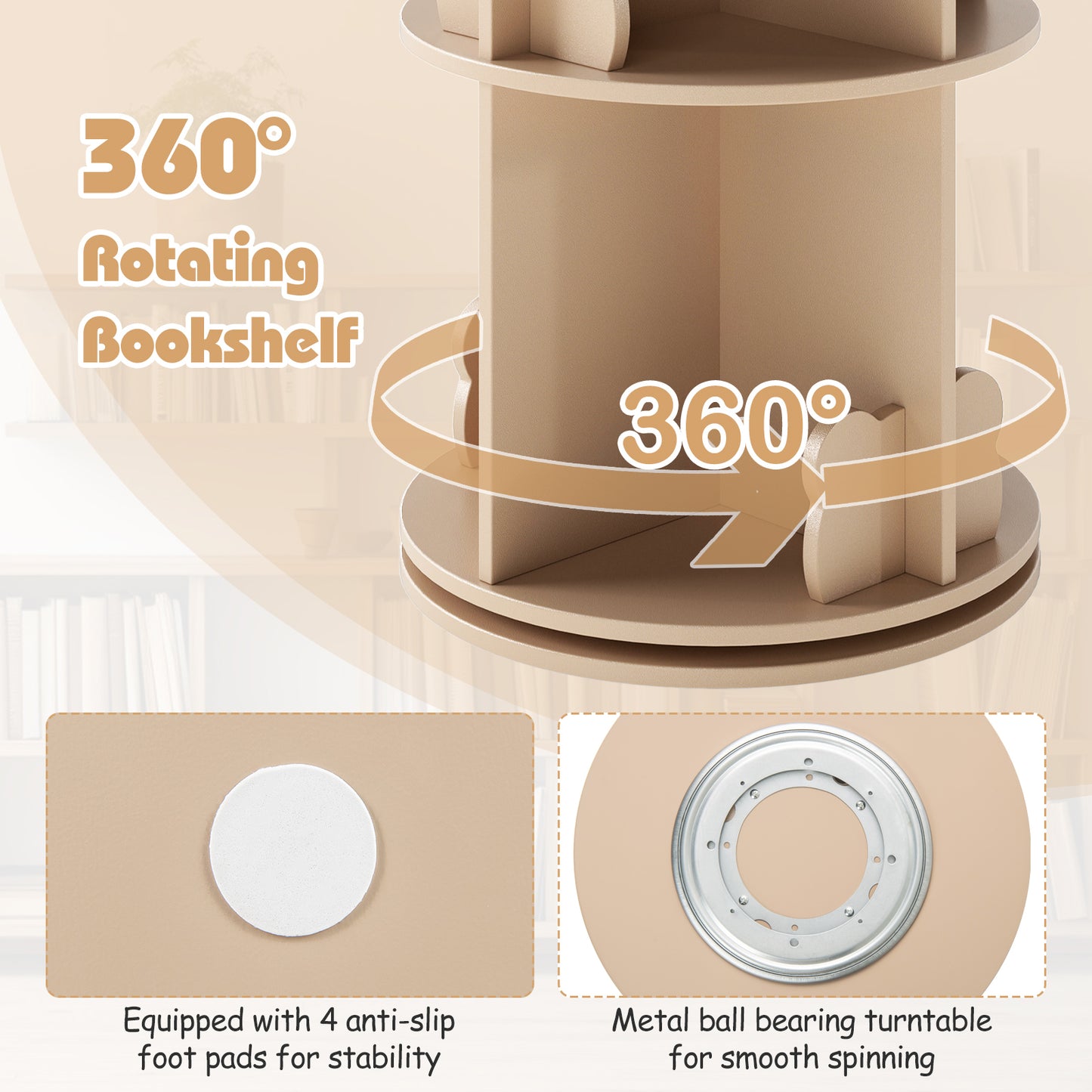 2 Tier Kids Rotating Bookshelf, Coffee Kids Storage at Gallery Canada