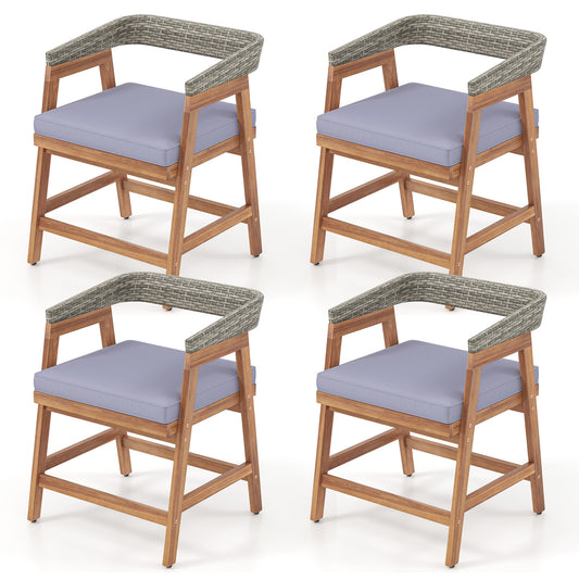 Acacia Wood Patio Dining Chairs Set of 4, Gray Patio Dining Chairs Gray at Gallery Canada