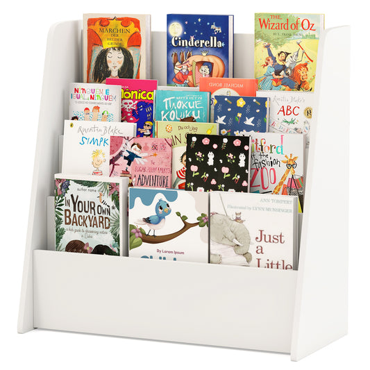 4-Tier Kids Bookshelf with Deep Compartments for Bedroom, White Kids Storage White at Gallery Canada