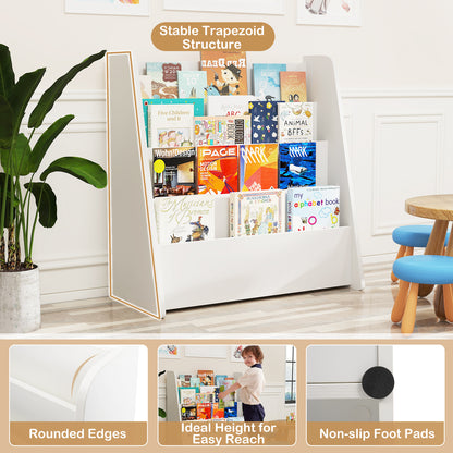 4-Tier Kids Bookshelf with Deep Compartments for Bedroom, White Kids Storage at Gallery Canada
