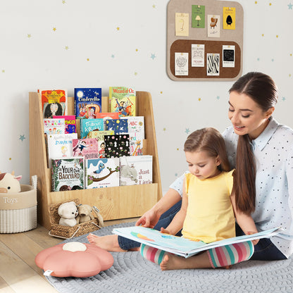 4-Tier Kids Bookshelf with Deep Compartments for Bedroom, Natural Kids Storage at Gallery Canada