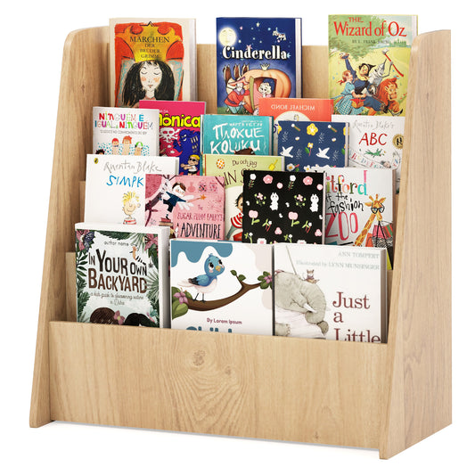 4-Tier Kids Bookshelf with Deep Compartments for Bedroom, Natural Kids Storage Natural at Gallery Canada