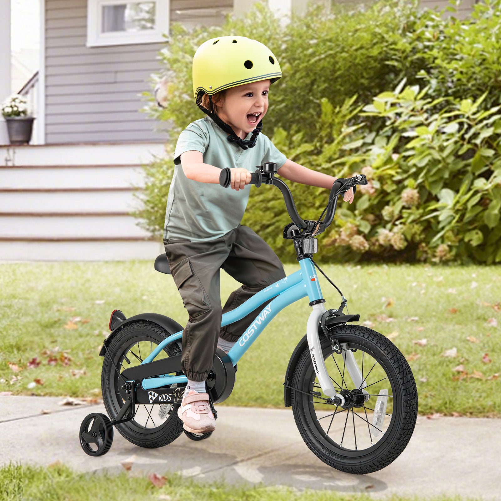 14-Inch Kids Bike for 3-5 Years Old Children Bicycle with Training Wheels, Blue Kids Bike at Gallery Canada