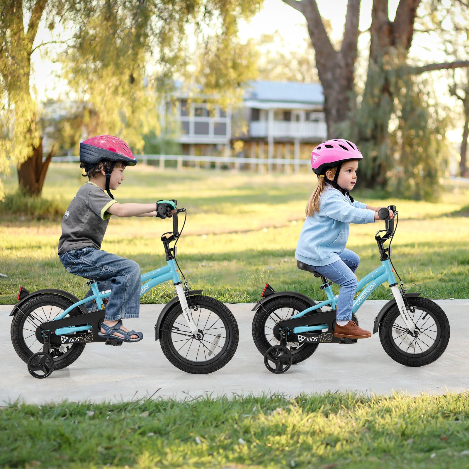 14-Inch Kids Bike for 3-5 Years Old Children Bicycle with Training Wheels, Blue Kids Bike at Gallery Canada