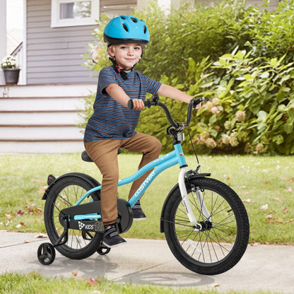 18-Inch Kids Bike for 4-8 Years Old Children Bicycle with Training Wheels, Blue Kids Bike at Gallery Canada