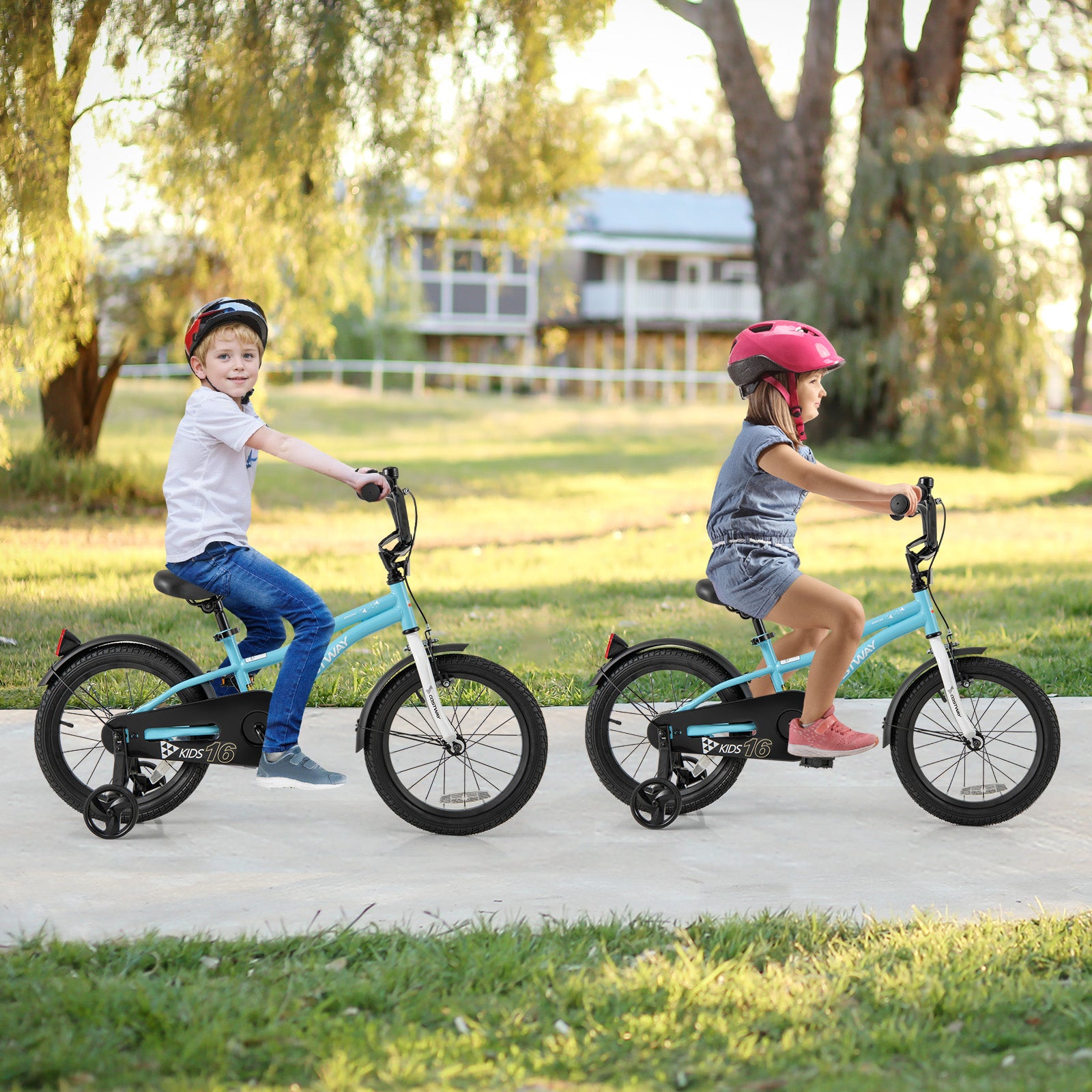 16-Inch Kids Bike for 4-7 Years Old Children Bicycle with Training Wheels, Blue Kids Bike at Gallery Canada
