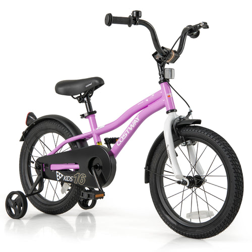 Kids Bike 16-Inch Children Training Bicycle with 2 Brake for 4-7 Years Old, Purple