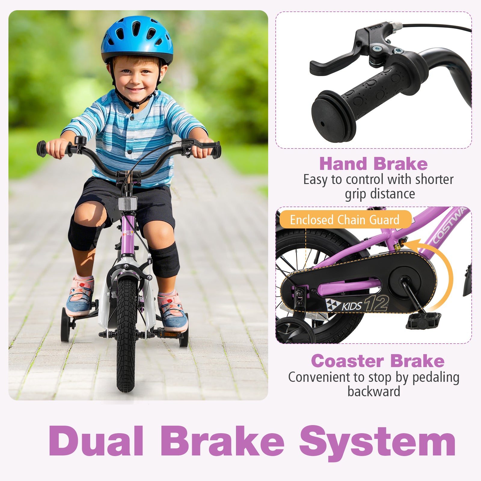 Kids Bike 12-Inch Children Training Bicycle with 2 Brake for 3-4 Years Old, Purple Kids Bike at Gallery Canada