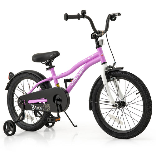 Kids Bike 18-Inch Children Training Bicycle with 2 Brake for 4-8 Years Old, Purple