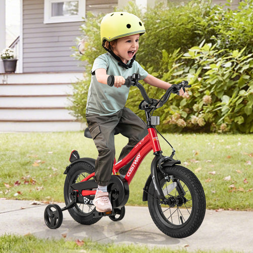 12 Inch Kids Bike Adjustable Bicycle with Reflectors and Bell for 3-4 Years Old, Red