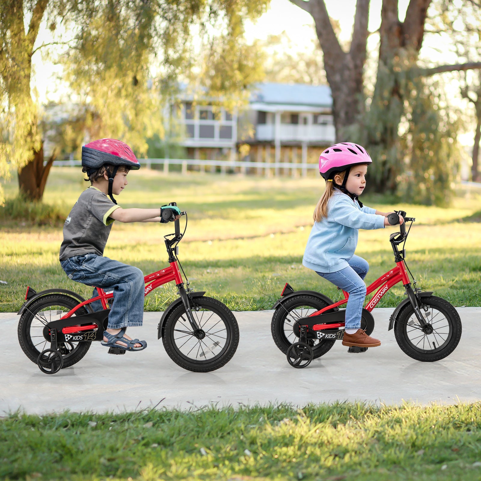12 Inch Kids Bike Adjustable Bicycle with Reflectors and Bell for 3-4 Years Old, Red Kids Bike at Gallery Canada