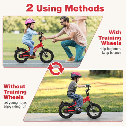 12 Inch Kids Bike Adjustable Bicycle with Reflectors and Bell for 3-4 Years Old, Red Kids Bike at Gallery Canada