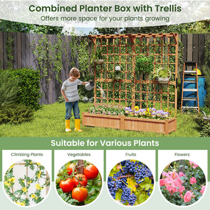 71 Inches Large Wooden Planter Container With Trellis, Hanging Roof, Orange Raised Garden Beds at Gallery Canada