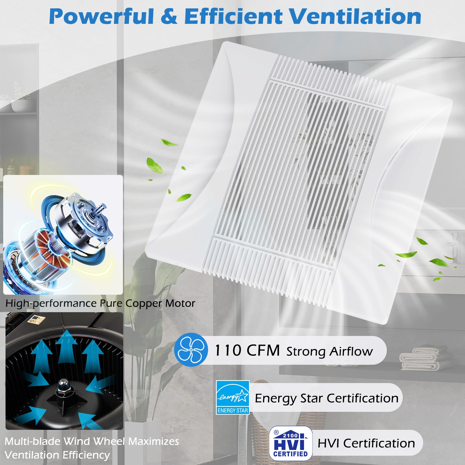 110 CFM Ceiling Mount Exhaust Ventilation Fan with Metal Housing, White Ventilation Fans at Gallery Canada