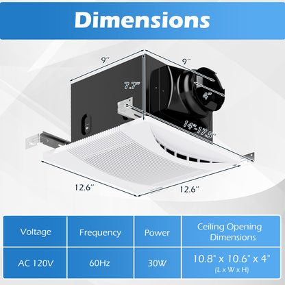 110 CFM Ceiling Mount Exhaust Ventilation Fan with Metal Housing, White Ventilation Fans at Gallery Canada