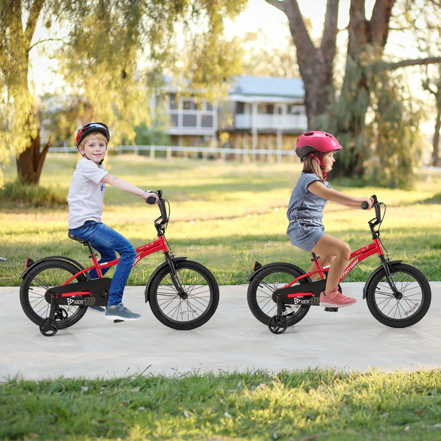 16 Inch Kids Bike Adjustable Bicycle with Reflectors and Bell for 4-7 Years Old, Red Kids Bike at Gallery Canada