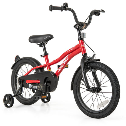 16 Inch Kids Bike, Adjustable Bicycle With Reflectors And Bell, Red