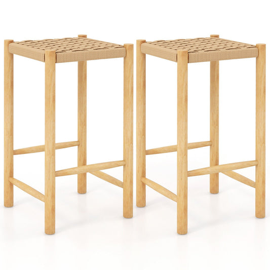 26 Inch Dining Bar Stool Set of 2, Natural Bar Stools Natural at Gallery Canada