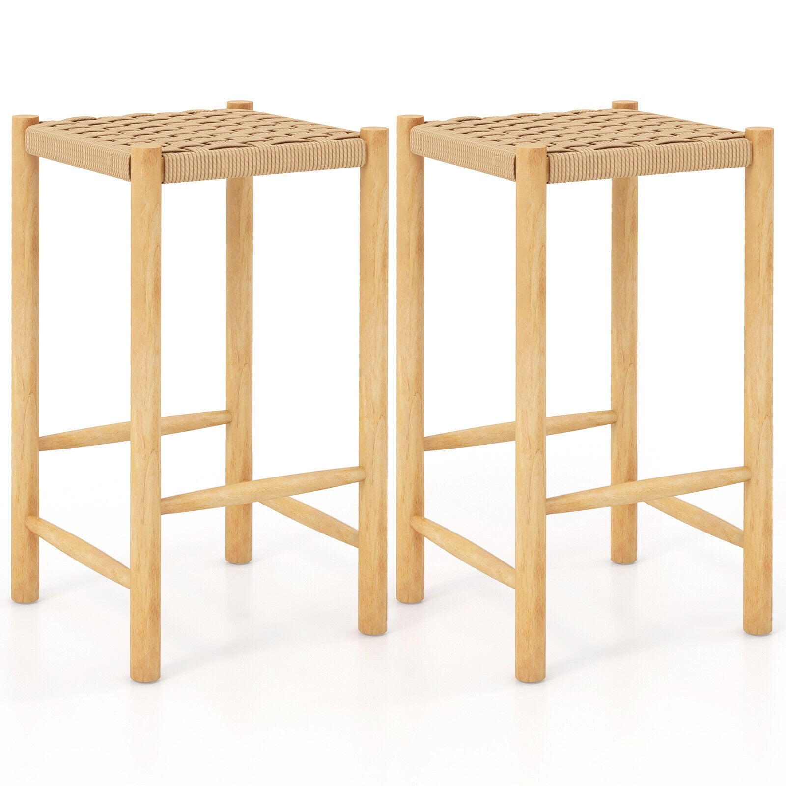 26 Inch Dining Bar Stool Set Of 2, Natural Bar Stools at Gallery Canada
