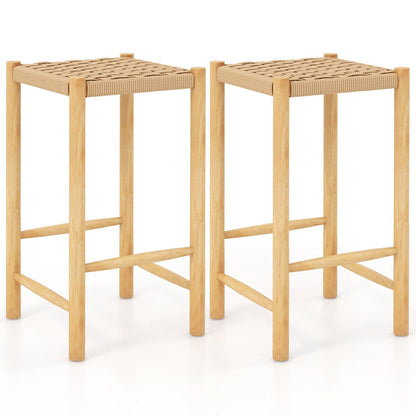 26 Inch Dining Bar Stool Set of 2, Natural Bar Stools at Gallery Canada