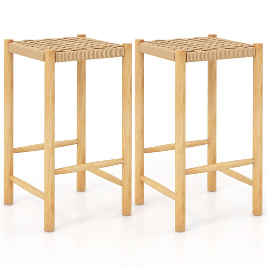 26 Inch Dining Bar Stool Set Of 2, Natural